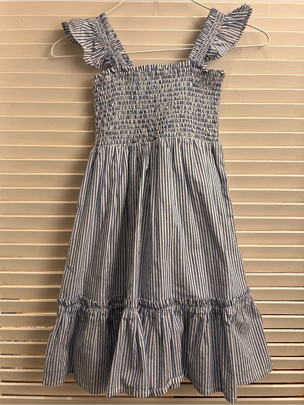 Crewcuts Blue and White Striped Smocked Sundress